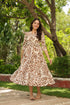 Women Abstract Printed Pure Cotton Tiered Fit & Flare Midi Dress